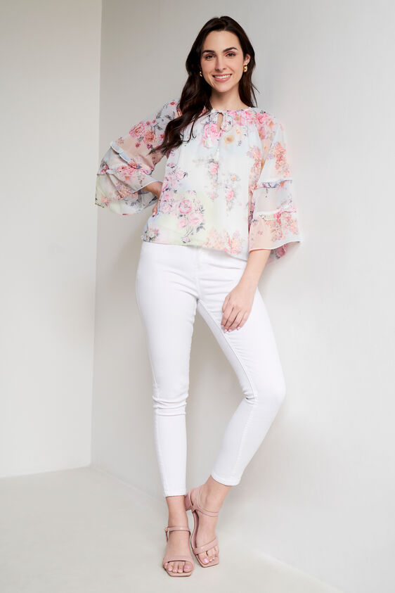Multi Floral Flared Top, Multi Color, image 4